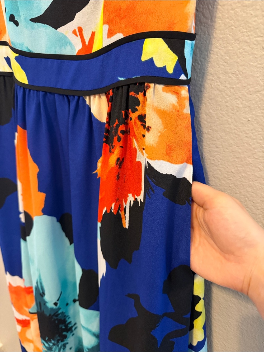 Vince Camuto Royal Blue Floral Maxi Dress 4 - Picture 5 of 6